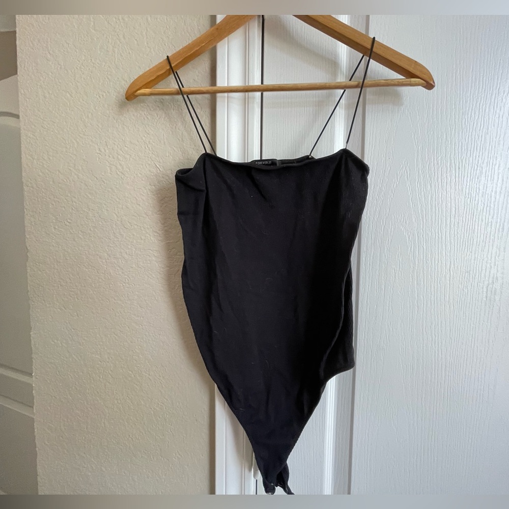 Black Ribbed Bodysuit